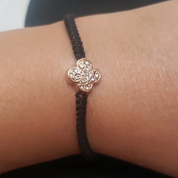 Rose Gold Clover Pave Adjustable Bracelet - Picture 1 of 6